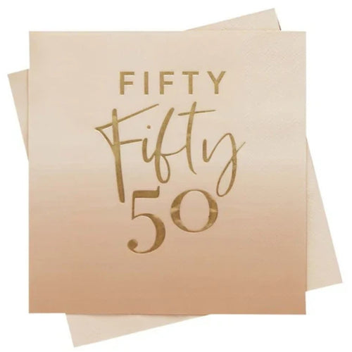 GOLD FOILED 'FIFTY' PAPER NAPKINS (17cm - 16 PACK)