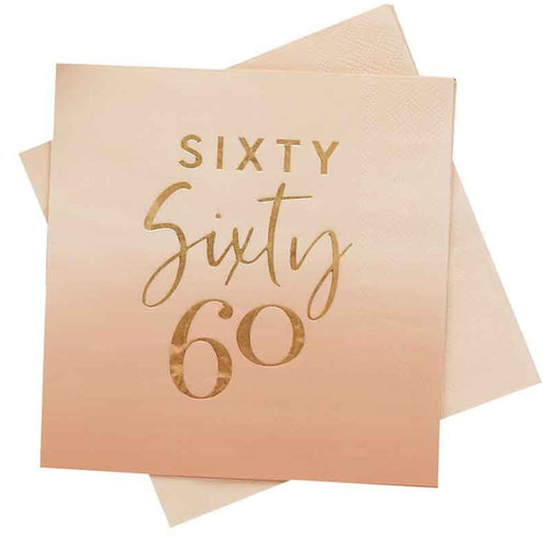 GOLD FOILED 'SIXTY' PAPER NAPKINS (16 PACK)