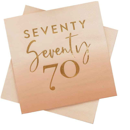 GOLD FOILED 'SEVENTY' PAPER NAPKINS (16 PACK)