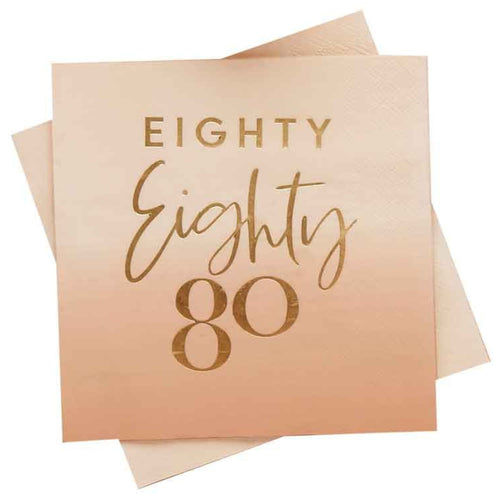 GOLD FOILED 'EIGHTY' PAPER NAPKINS (17cm - 16 PACK)