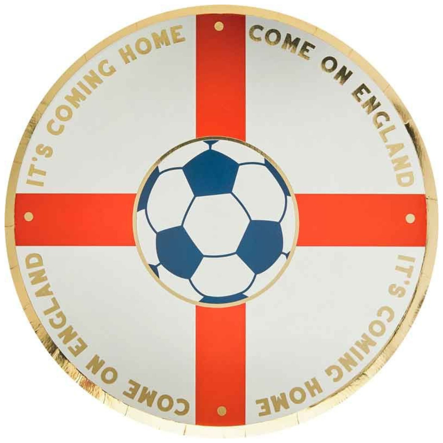 COME ON ENGLAND FOILED PAPER PLATES (8 PACK)