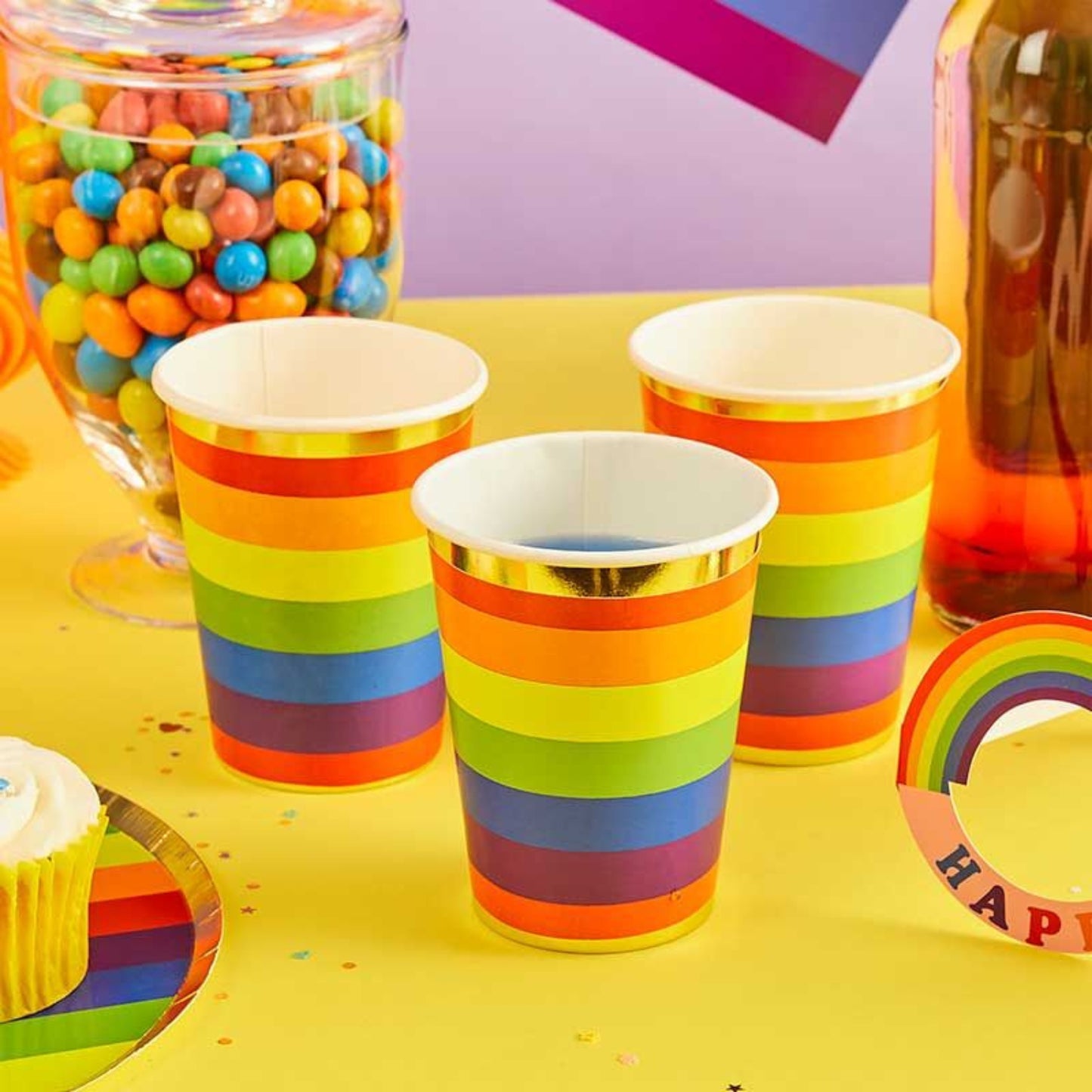 RAINBOW PAPER CUPS (8 PACK)