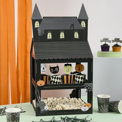 BLACK HAUNTED HOUSE CAKE & TREAT STAND