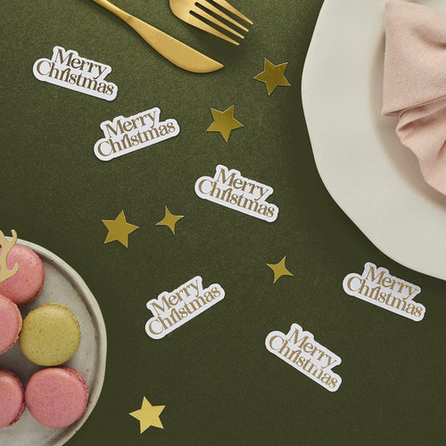 GOLD & WHITE MERRY CHRISTMAS TABLE SCATTER (10g)