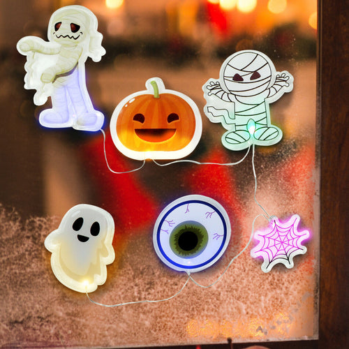 HALLOWEEN PARTY STRING LIGHT UP WINDOW LIGHTS (SET OF 6)