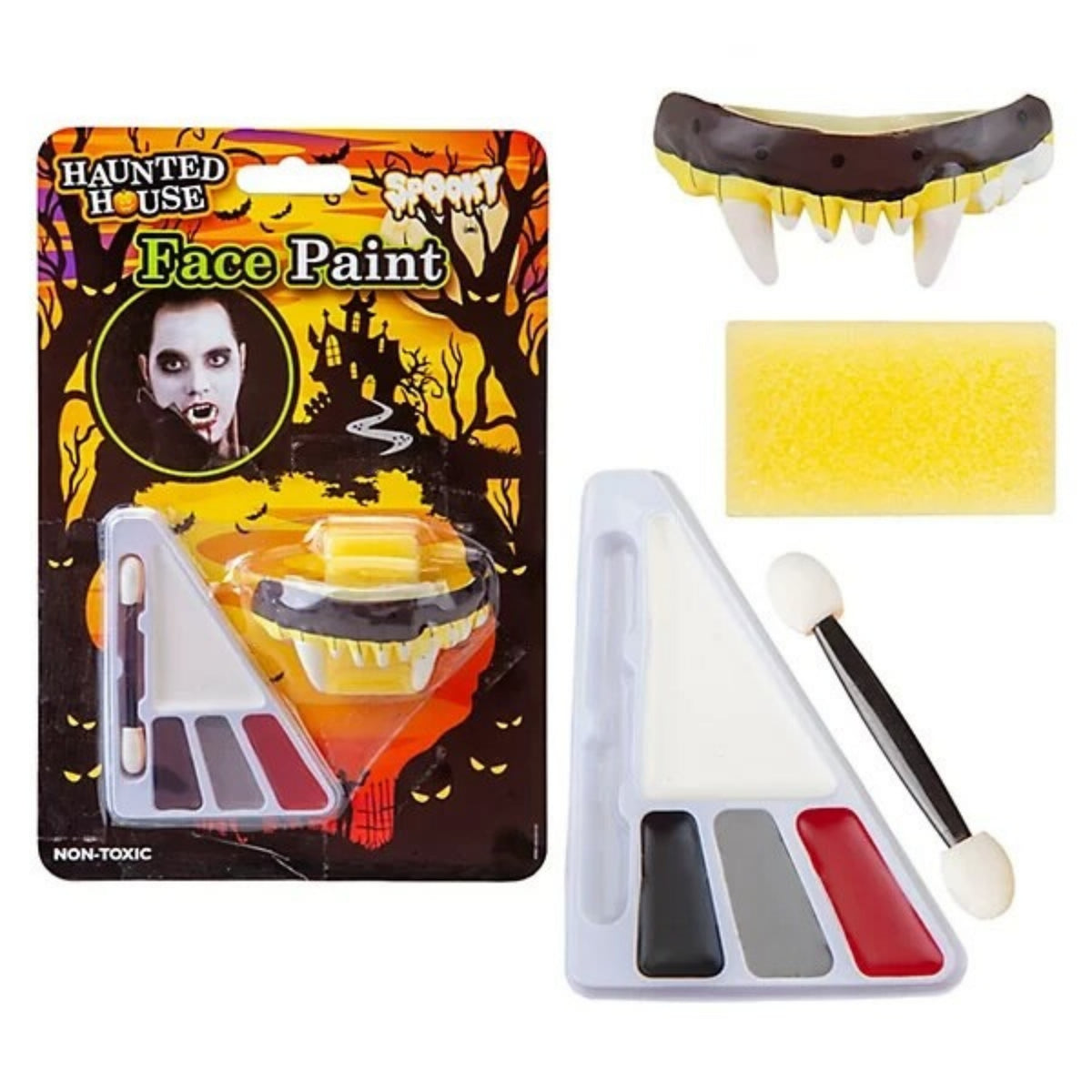 HAUNTED HOUSE FACE PAINT & TEETH SET