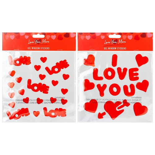 PACK OF VALENTINE'S RED GEL WINDOW STICKERS