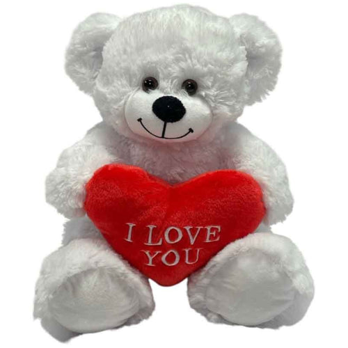 11" I LOVE YOU HEART WHITE BEAR
