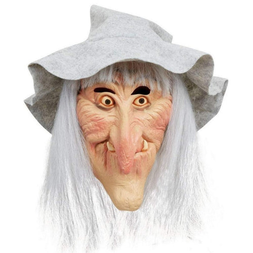 WITCH MASK WITH GREY HAT & HAIR