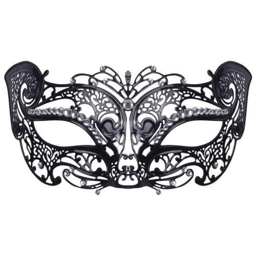 METAL FILIGREE CAT MASK WITH STONE