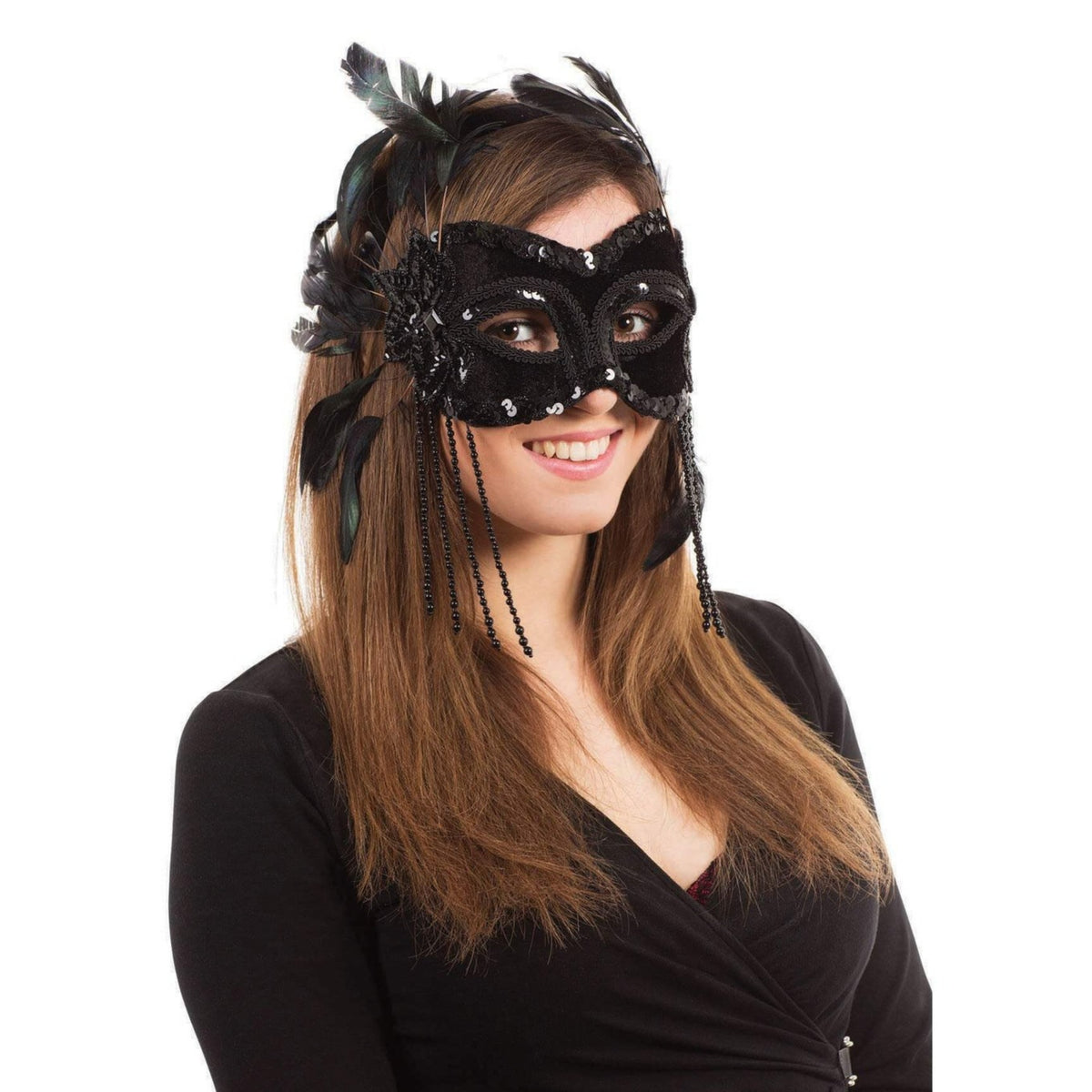 BLACK VELVET & FEATHERS EYE MASK