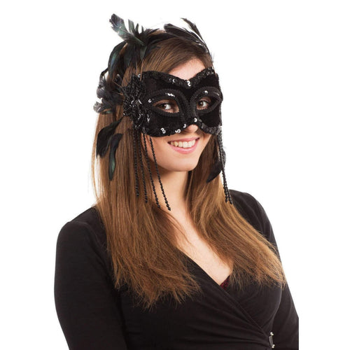 BLACK VELVET & FEATHERS EYE MASK