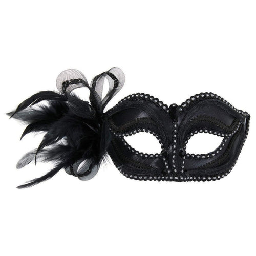 BLACK EYE MASK WITH SIDE DECORATION