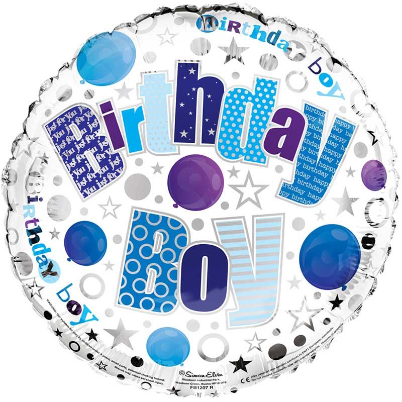 18"/ 46cm BIRTHDAY BOY ROUND FOIL BALLOON