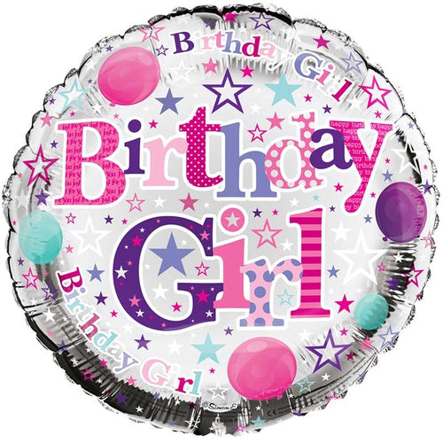 18"/ 46cm BIRTHDAY GIRL ROUND FOIL BALLOON