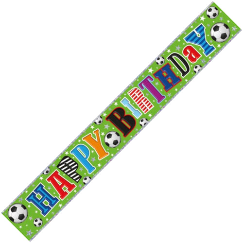 9ft / 2.7m FOOTBALL HAPPY BIRTHDAY FOIL BANNER