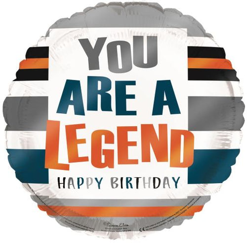18"/ 46cm YOU ARE A LEGEND HAPPY BIRTHDAY ROUND FOIL BALLOON