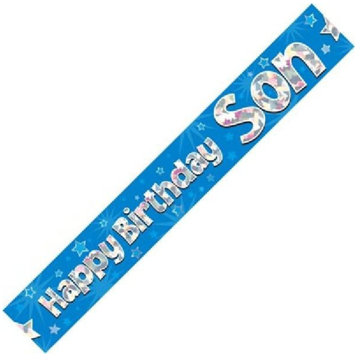 9ft / 2.7m HAPPY BIRTHDAY SON BLUE FOIL BANNER