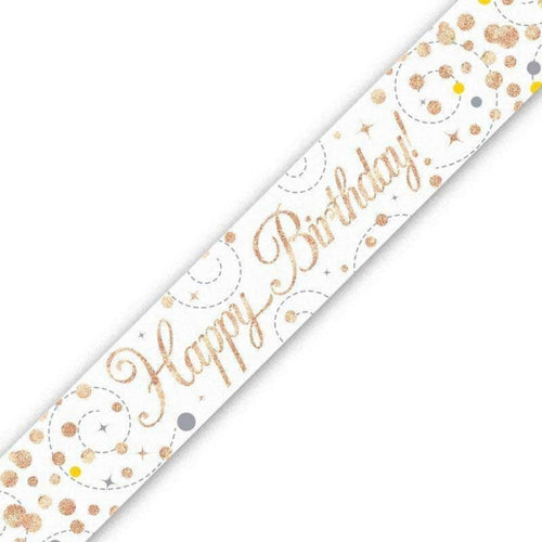 9ft / 2.7m ROSE GOLD HAPPY BIRTHDAY BANNER