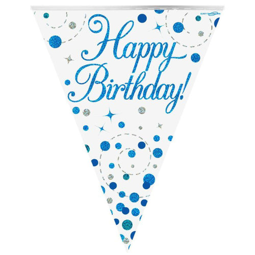 13ft / 3.9m BLUE SPARKLING FIZZ HAPPY BIRTHDAY BUNTING