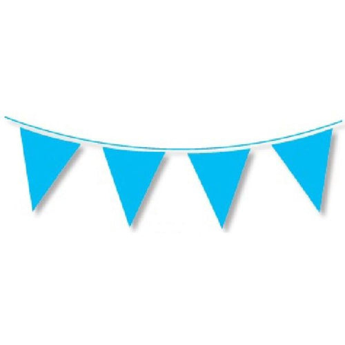 10m PLAIN LIGHT BLUE WATERPROOF BUNTING (20 FLAGS)