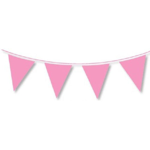 10m PLAIN LIGHT PINK WATERPROOF BUNTING (20 FLAGS)