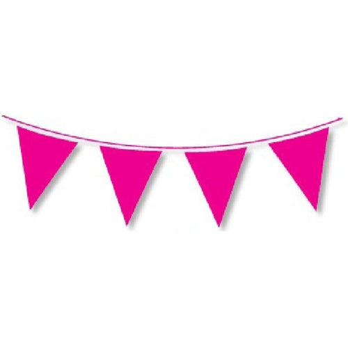 10m PLAIN HOT PINK WATERPROOF BUNTING (20 FLAGS)