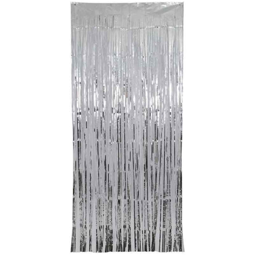 90cm x 1.2m METALLIC SILVER FOIL TINSEL DOOR CURTAIN