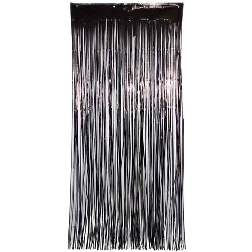 90cm x 1.2m METALLIC BLACK FOIL TINSEL DOOR CURTAIN
