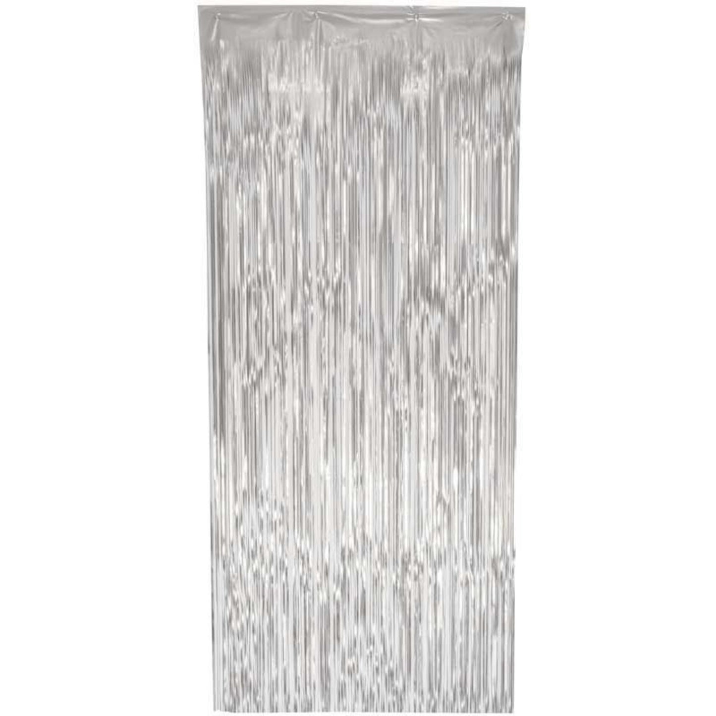 90cm x 2.4m MATTE METALLIC SILVER FOIL TINSEL DOOR CURTAIN
