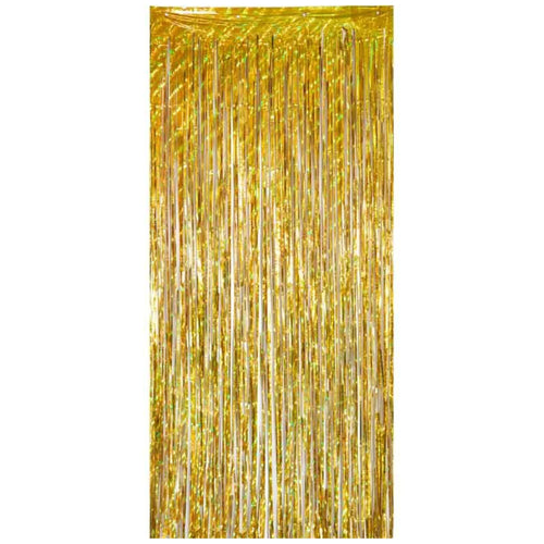 90cm x 2.4m IRIDESCENT GOLD FOIL TINSEL DOOR CURTAIN
