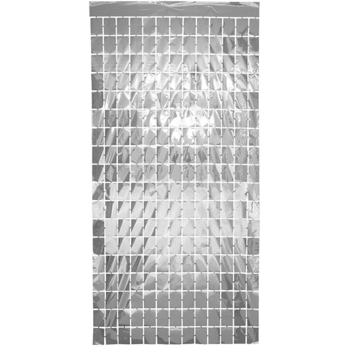 METALLIC SILVER RECTANGLE FOIL BACKDROP (1m x 2m)
