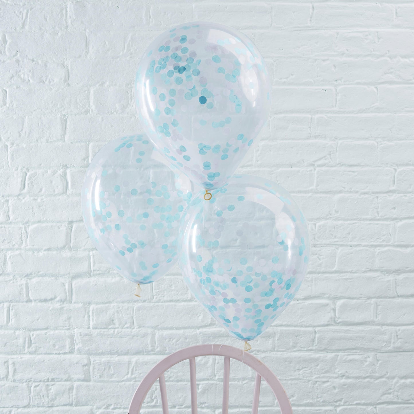 12"/ 30cm BLUE CONFETTI 5 PACK LATEX BALLOONS