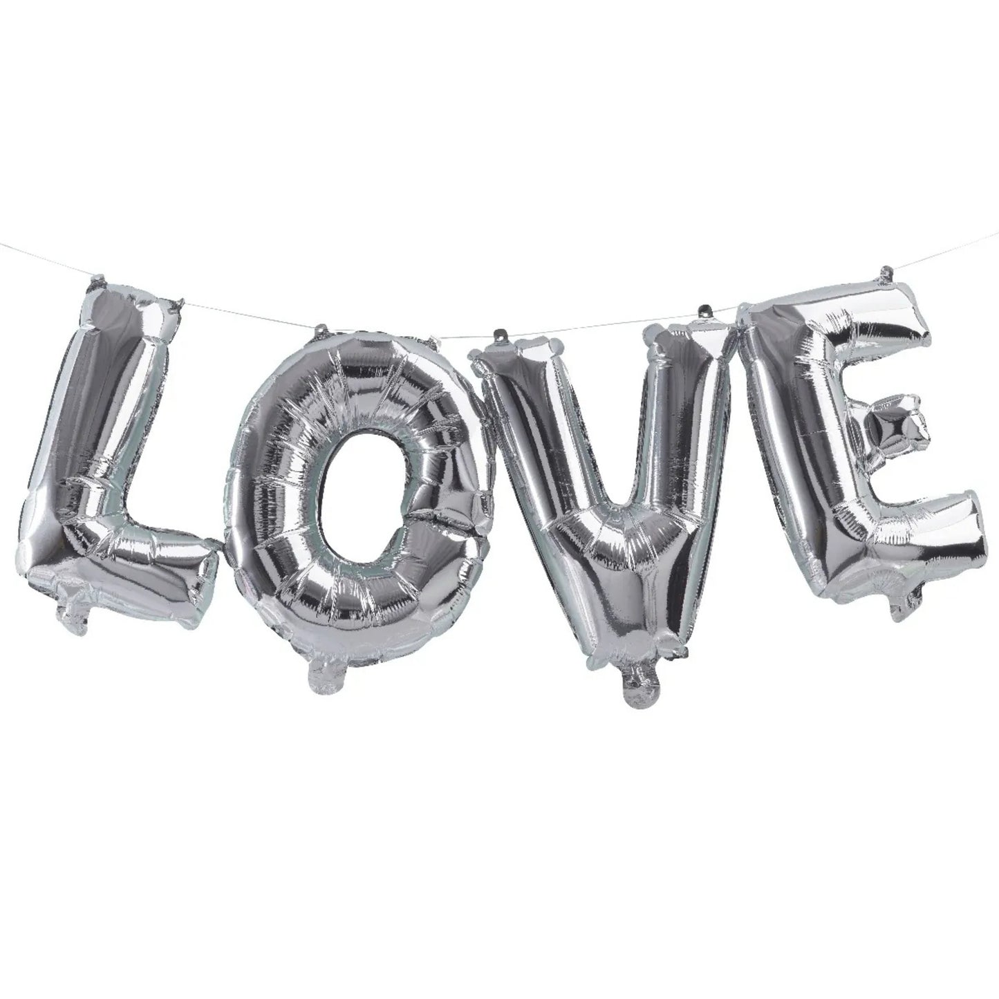 56"/ 142cm SILVER "LOVE" AIR-FILL FOIL LETTERS
