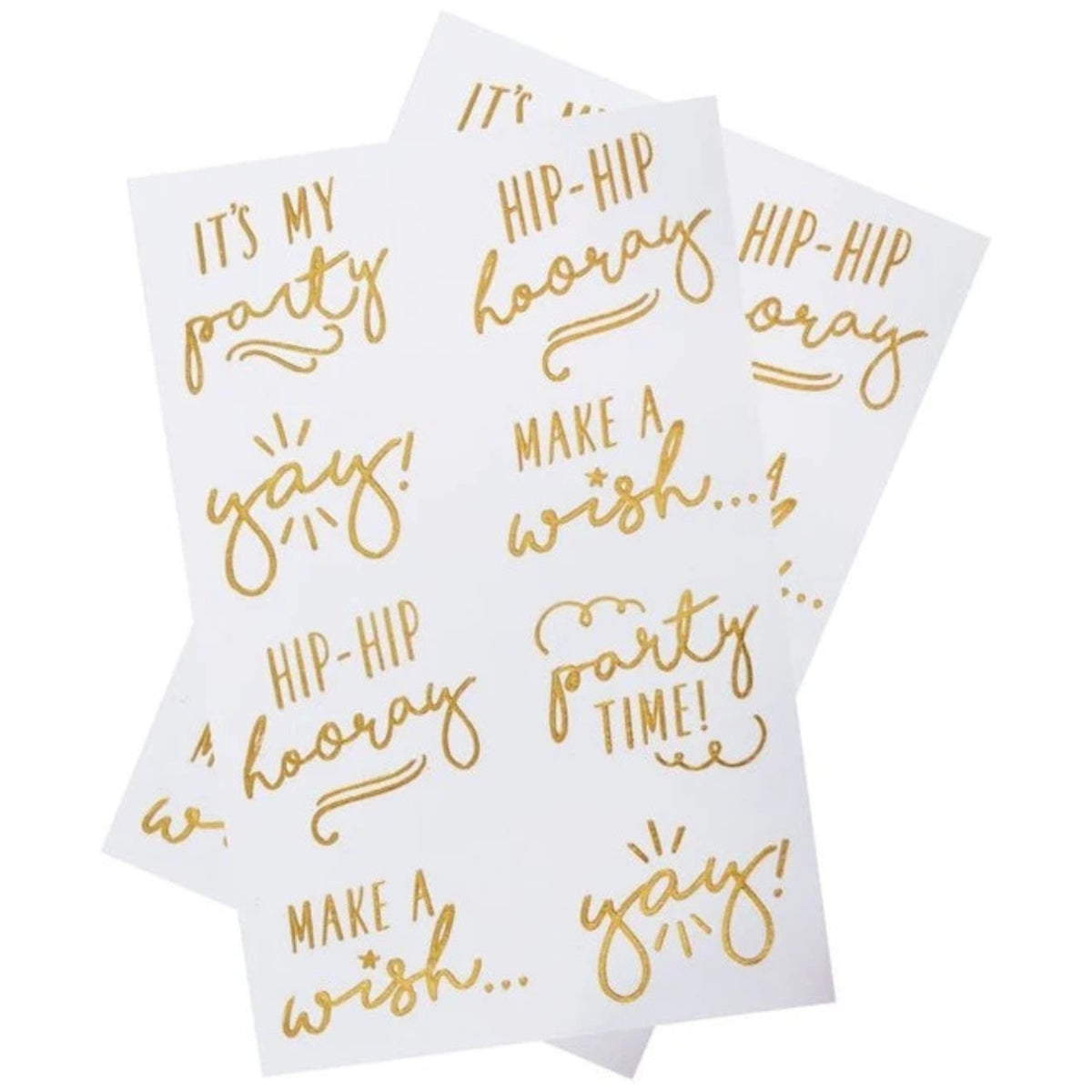 GOLD FOILED PARTY TATTOOS (16 PACK)