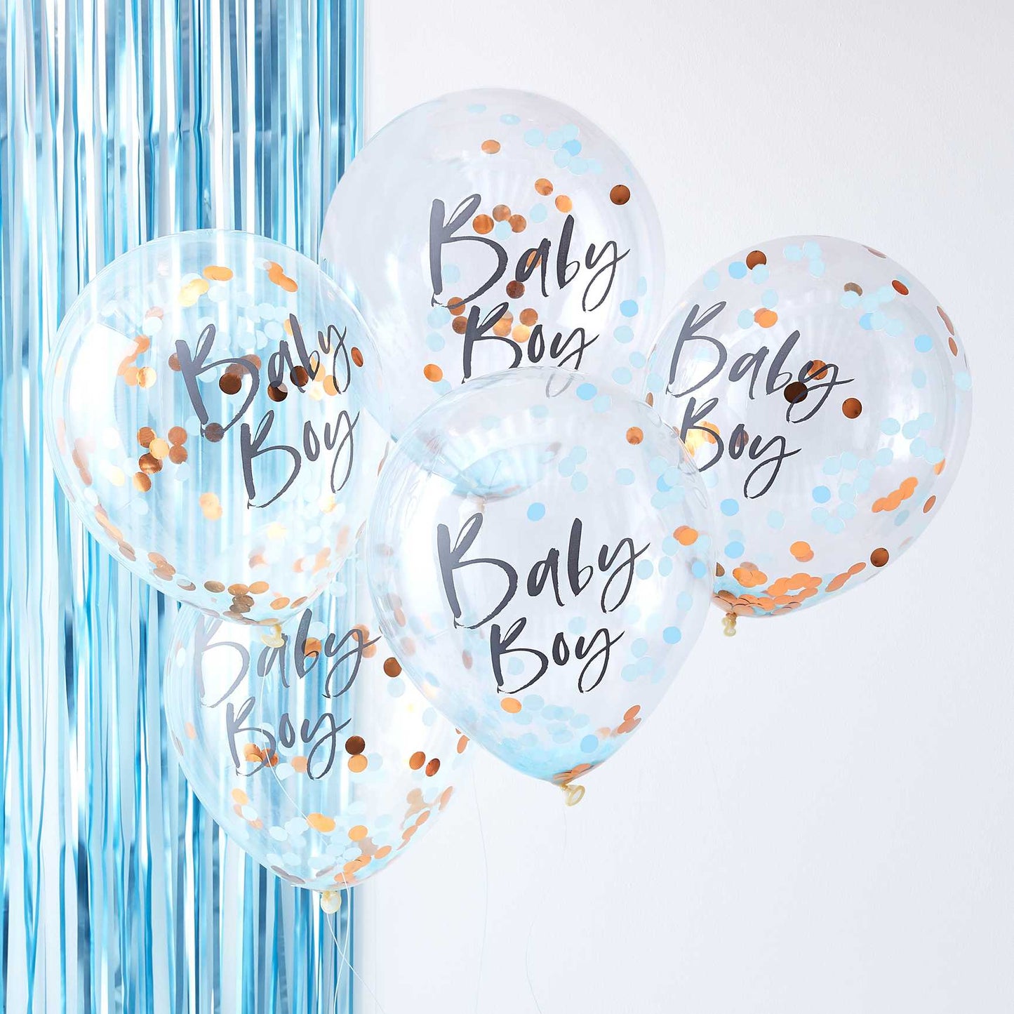 12"/ 30cm BABY BOY CONFETTI 5 PACK LATEX BALLOONS
