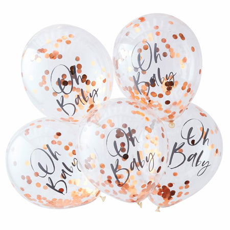 12"/ 30cm OH BABY CONFETTI 5 PACK LATEX BALLOONS FOIL BALLOONS