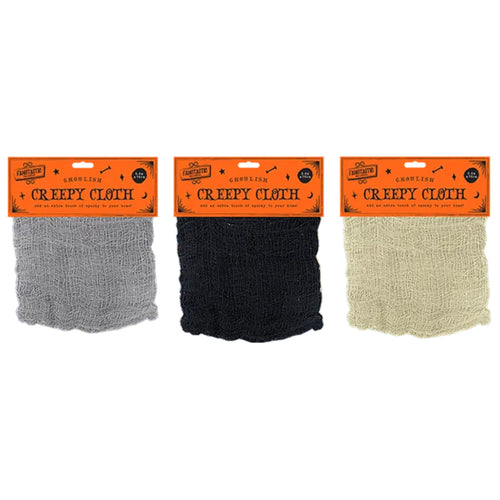 HALLOWEEN CREEPY CLOTH GREY DECORATION (ASSORTED COLOURS - 240 x 76cm)