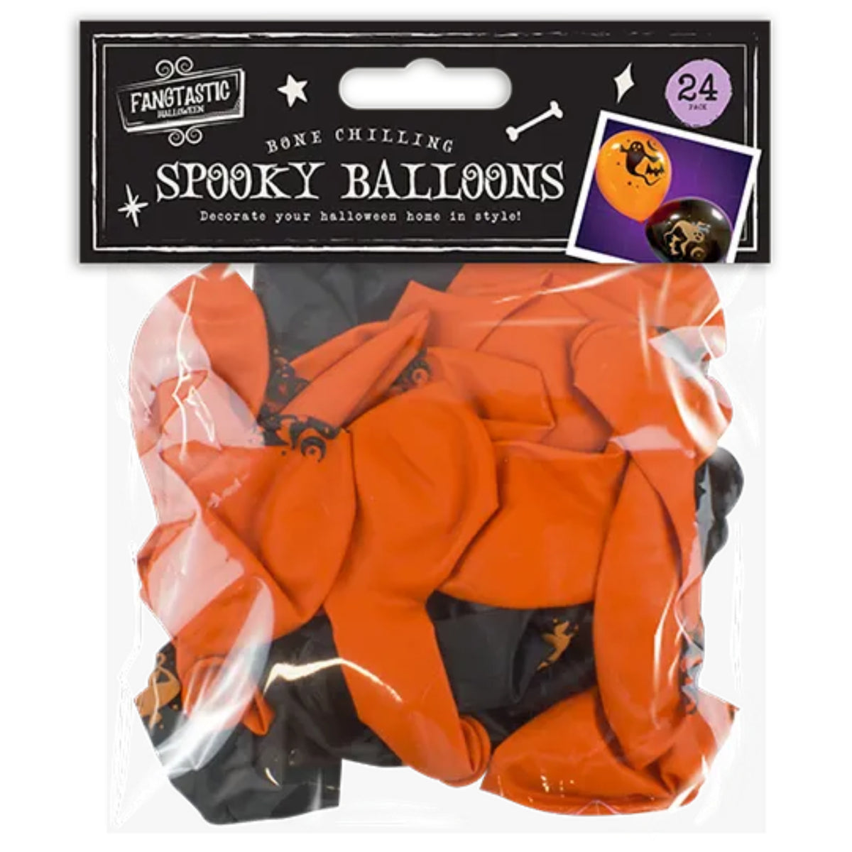 11"/ 28cm SPOOKY HALLOWEEN BALLOONS (24 PACK)