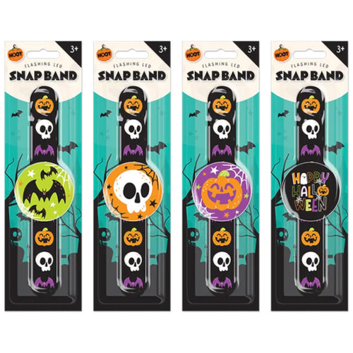 LED FLASHING HALLOWEEN SNAP BAND (4 ASSORTED DESIGNS)