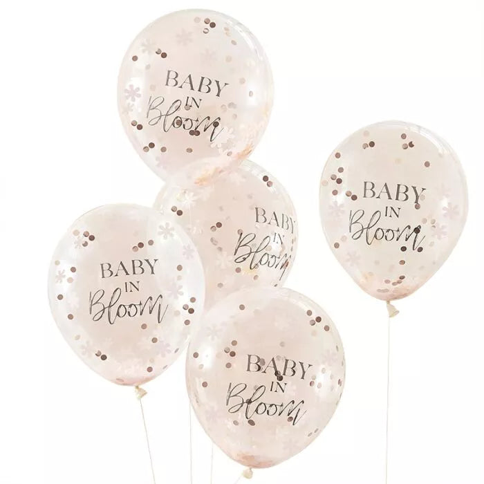 12"/ 30cm LITTLE DARLING CONFETTI 5 PACK LATEX BALLOONS