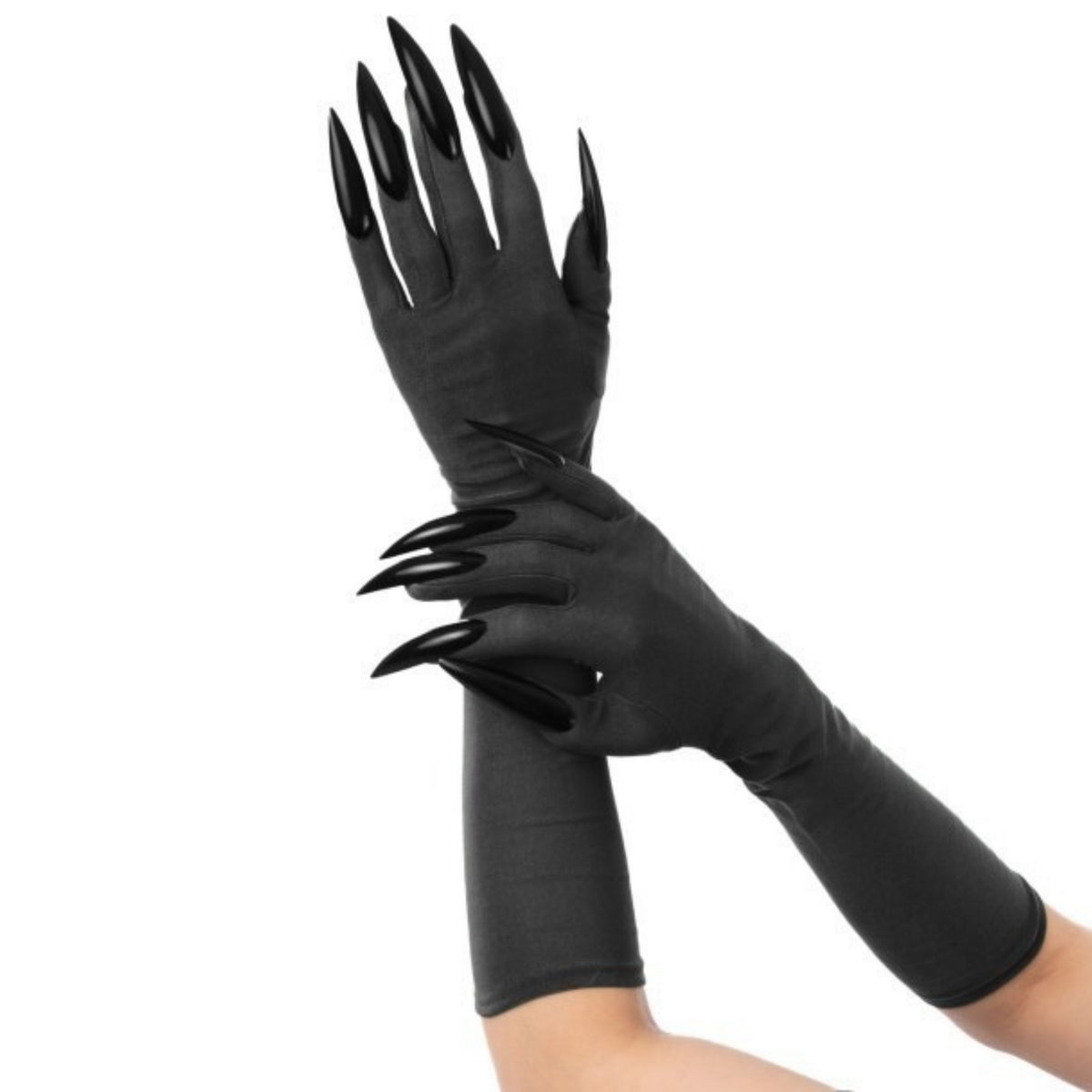 LONG BLACK CAT GLOVES WITH CLAWS (43cm)