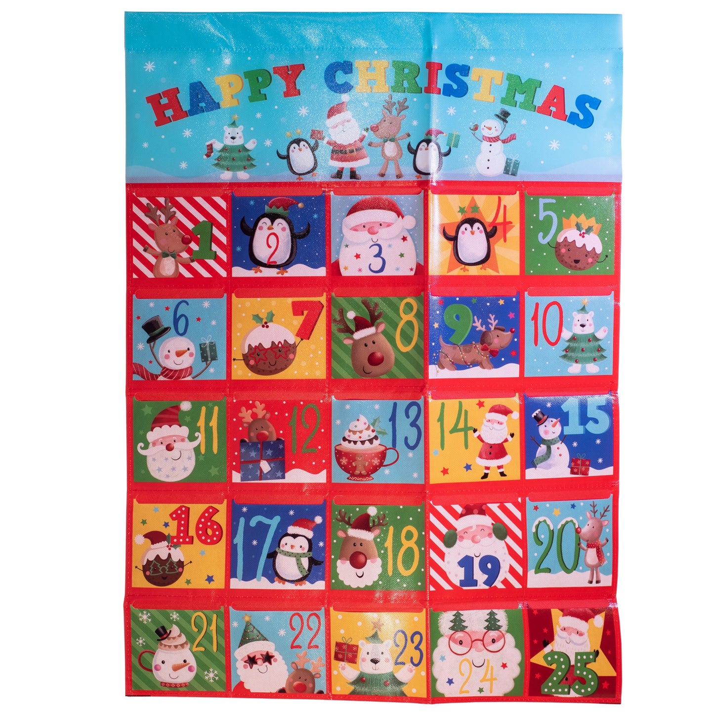 KIDS HANGING ADVENT CALENDAR WITH FILLABLE POCKETS (24"x 33" / 60cm x 84cm)