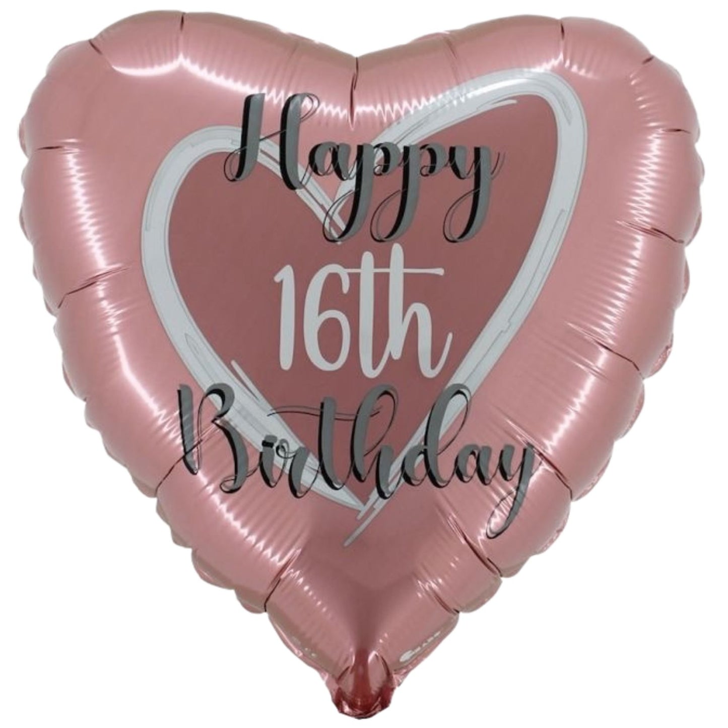 18"/ 46cm ROSE GOLD HAPPY 16TH BIRTHDAY HEART SHAPE FOIL BALLOON