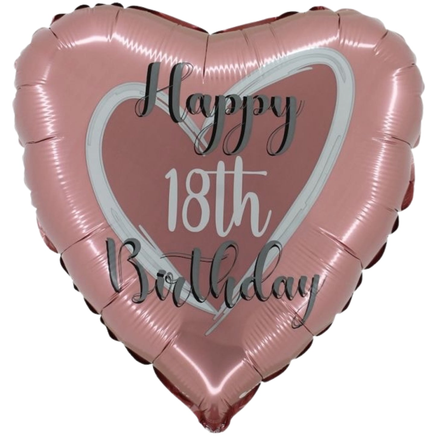 18"/ 46cm ROSE GOLD HAPPY 18TH BIRTHDAY HEART SHAPE FOIL BALLOON