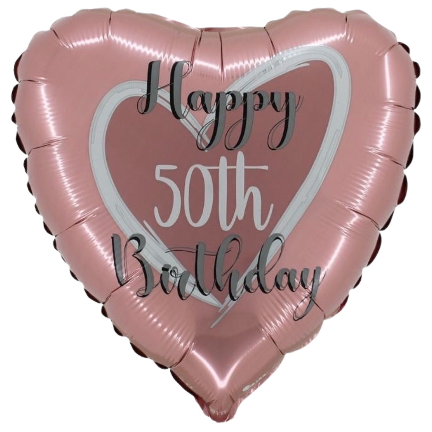 18"/ 46cm ROSE GOLD HAPPY 50TH BIRTHDAY HEART SHAPE FOIL BALLOON