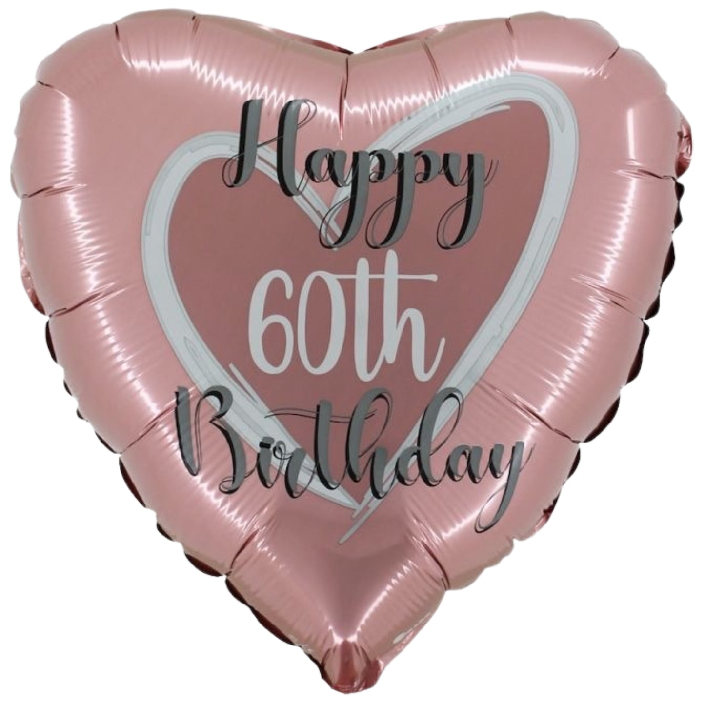 18"/ 46cm ROSE GOLD HAPPY 60TH BIRTHDAY HEART SHAPE FOIL BALLOON