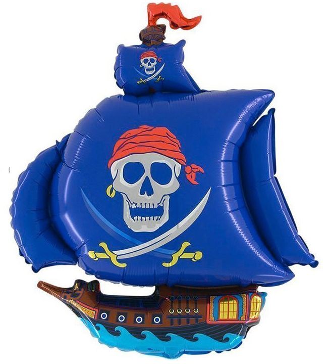 31"/ 79cm BLUE PIRATE SHIP SUPERSHAPE FOIL BALLOON