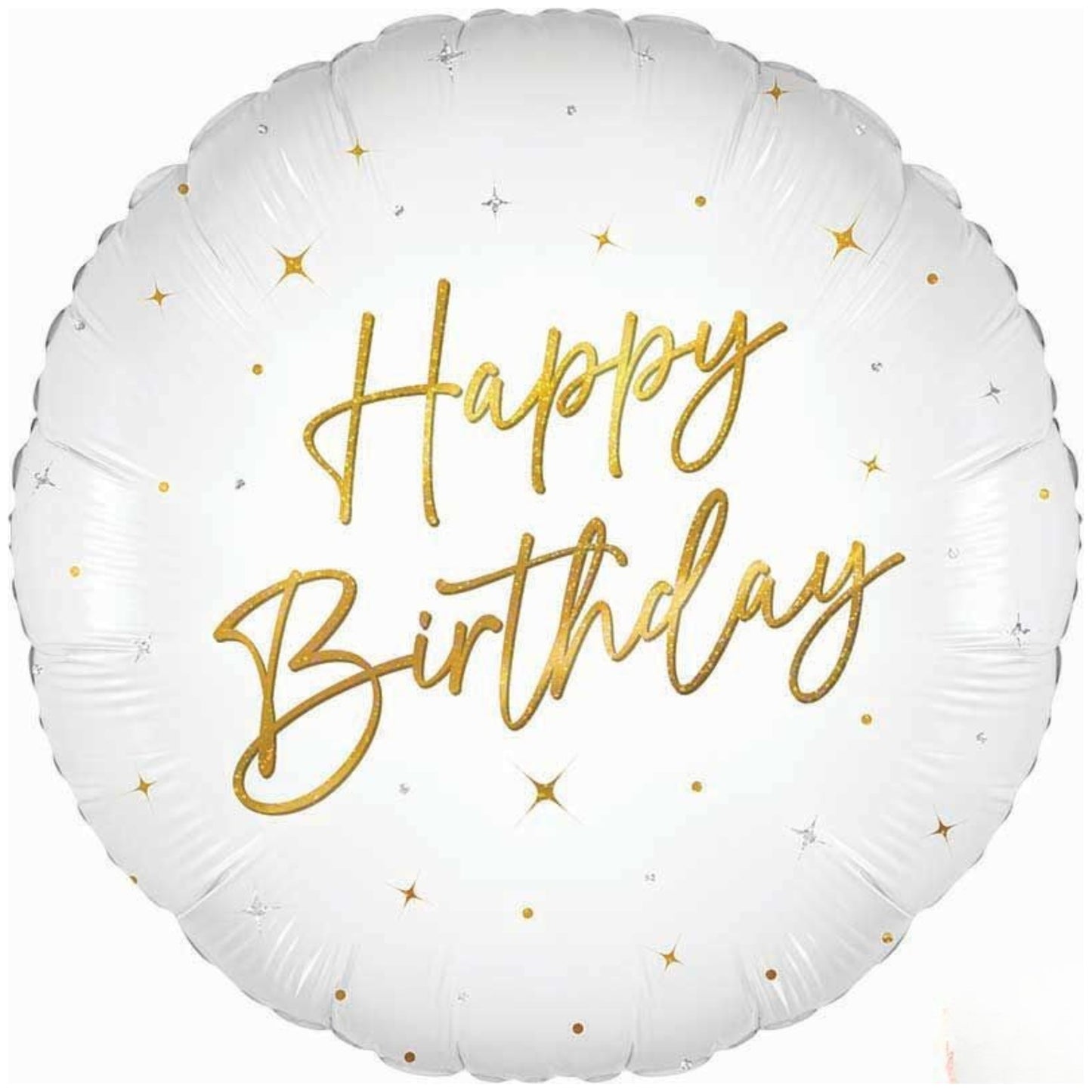 18"/ 46cm ELEGANT SPARKLE WHITE HAPPY BIRTHDAY ROUND FOIL BALLOON
