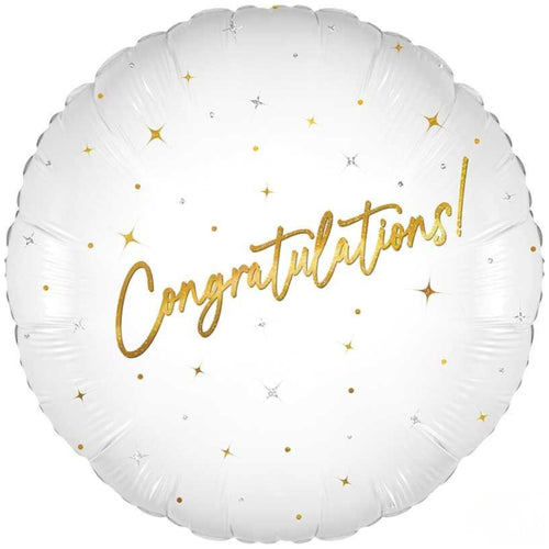 18"/ 46cm ELEGANT SPARKLE WHITE CONGRATULATIONS ROUND FOIL BALLOON